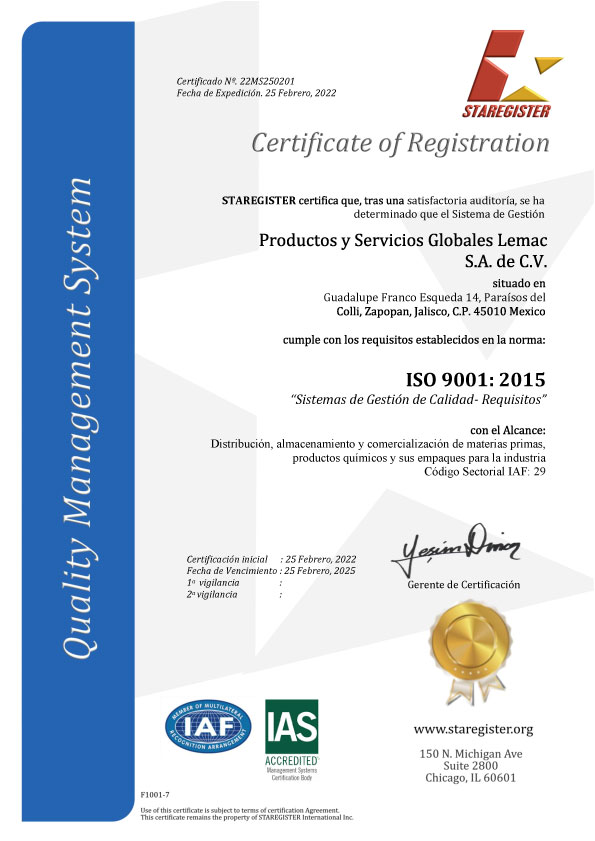 Certificado ISO 9001: 2005